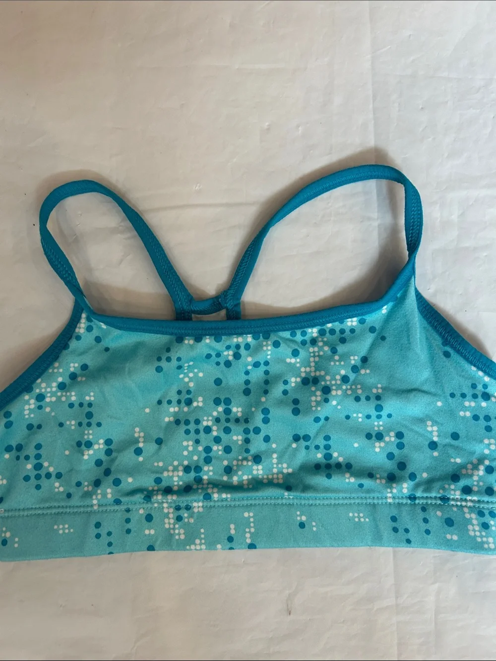 Old Navy Teal & Aqua Girls' Dot-Print Sports Bra